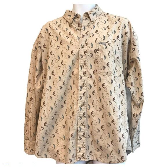 Chaps Ralph Lauren Fly Fishing Print Long Sleeve - Picture 1 of 3